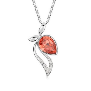 Pandora Mini Red Strawberry With Maroon Swarovski Crystal Necklace Charm