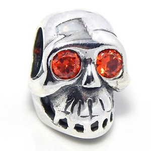 Pandora Moress Skull With Red Ruby Eyes Charm