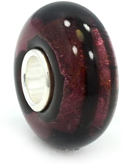 Pandora Murano Glass Black And Amber Stripe Charm