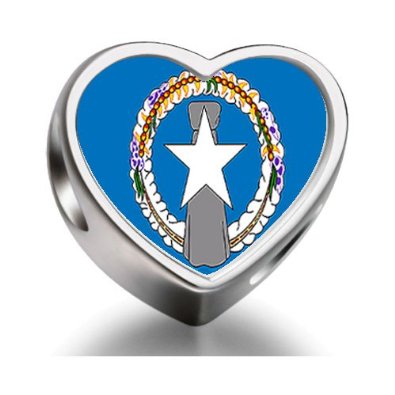 Pandora Northern Mariana Islands Flag Heart Photo Charm