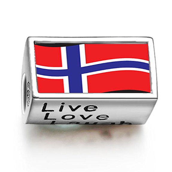 Pandora Norway Flag With Words Live Love Laugh Charm