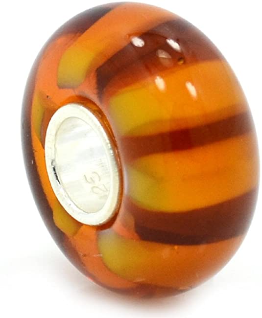 Pandora Orange Tiger Stripe Glass Charm