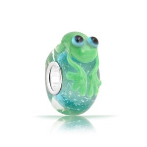 Pandora Painted Frog Barrel Glass Charm
