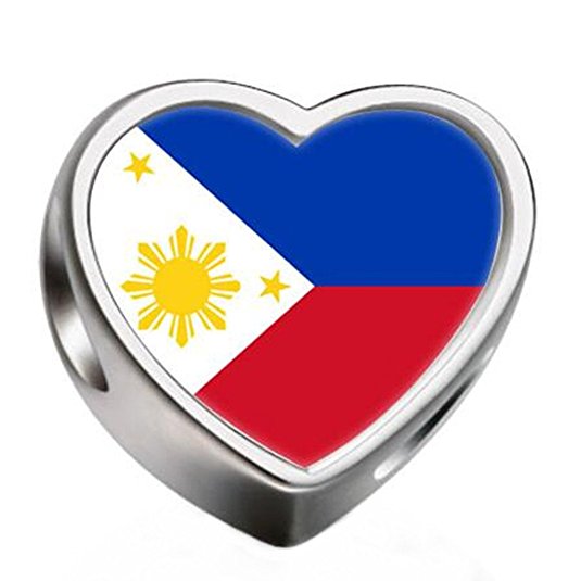 Pandora Philippines Flag Heart Photo Charm