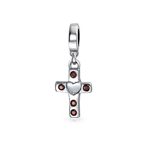 Pandora Pink Enamel Heart With Cross and Crystal Charm