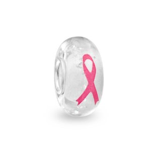 Pandora Pink Ribbon White Glass Cancer Awareness Charm