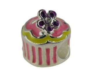 Pandora Pink Strawberry Birthday Cake Rhinestone Charm