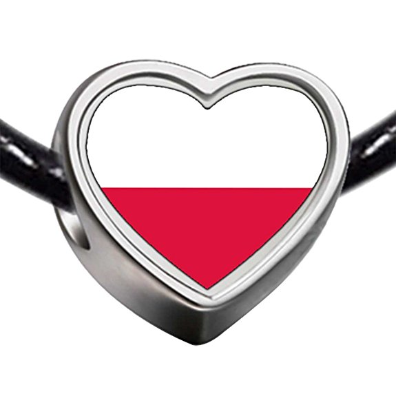 Pandora Poland Flag Heart Photo Charm
