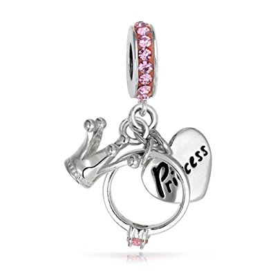 Pandora Princess Heart Crown Pink CZ Ring Charm