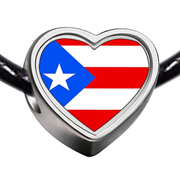 Pandora Puerto Rico Flag Heart Photo Charm