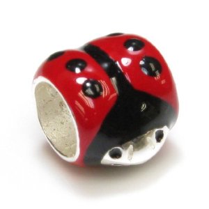 Pandora Red Black Enameled Ladybug Charm