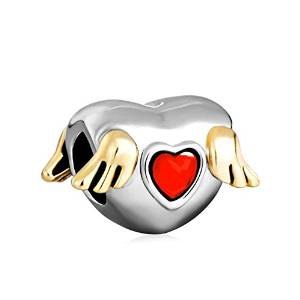 Pandora Red Heart With Angel Wings Charm