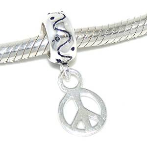 Pandora Ring Shape Peace Sign Dangle Charm