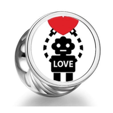 Pandora Robot Holding Heart Photo Heart Charm