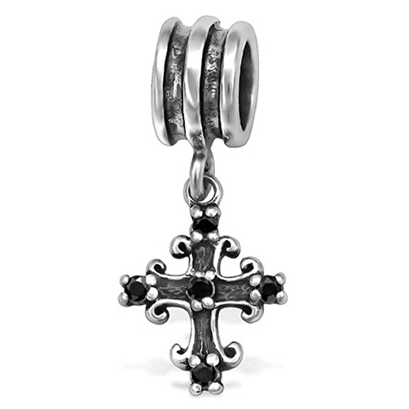 Pandora Rounded Cross Black And White Charm