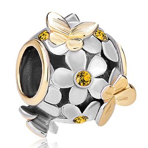 Pandora Silver Butterfly With Gold Plated Body Charm