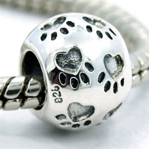 Pandora Silver Engraved Puppy Dog Paw Print Charm