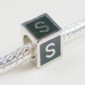 Pandora Silver Letter S Cube Shape Charm