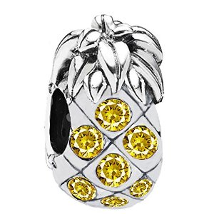Pandora Silver Pineapple Hanger With Orange Crystal Charm