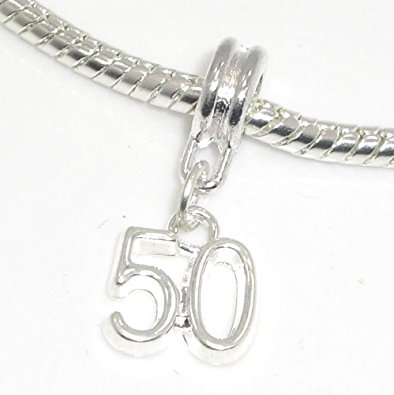 Pandora Silver Plated Dangle Charm For 50th Birthday