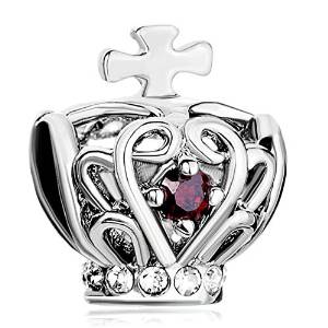 Pandora Silver Ruby Crystal Cross Charm