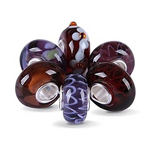 Pandora Six Assorted Purple Glass Beads
