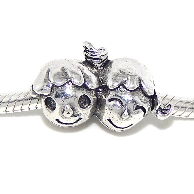 Pandora Smiling Boy and Girl Face With Pigtails Charm
