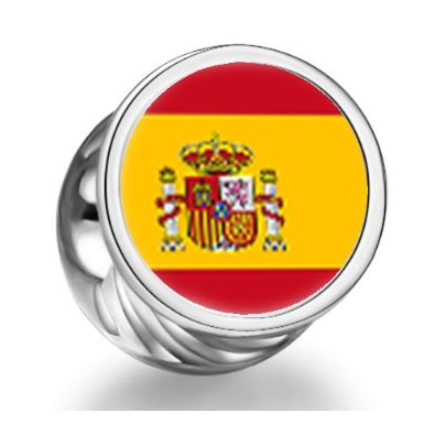 Pandora Spain Flag Cylindrical Photo Charm