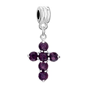 Pandora Sterling Silver Cross With Amethyst Crystal Charm