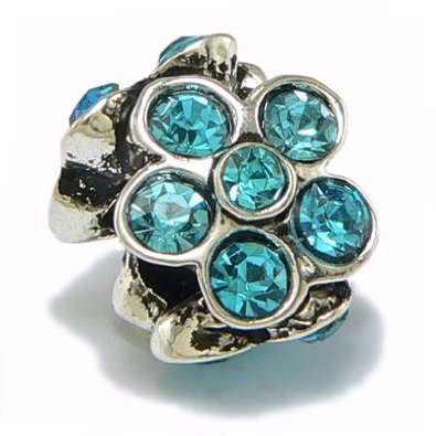 Pandora Teal Blue Rhinestone Necklace Charm