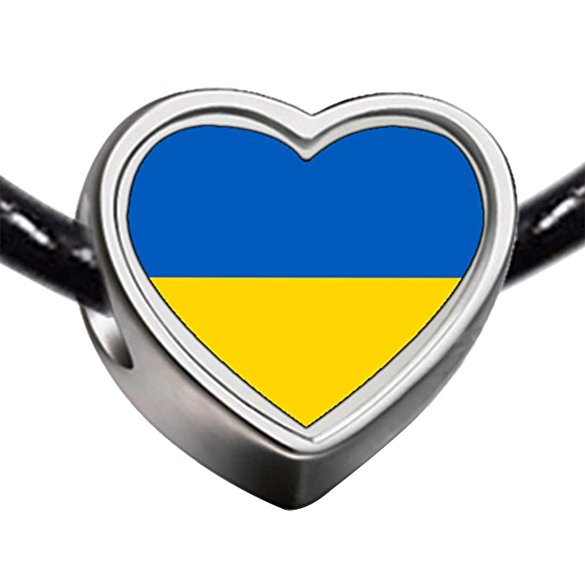 Pandora Ukraine Flag Photo Heart Charm