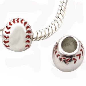 Pandora White Baseball With Red Stitching Charm