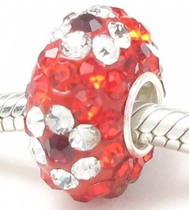 Pandora White Red Crystal Floral Charm