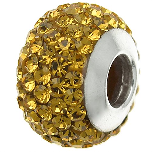 Pandora Yellow Frosted Glass With Crystal November Birthstone Charm