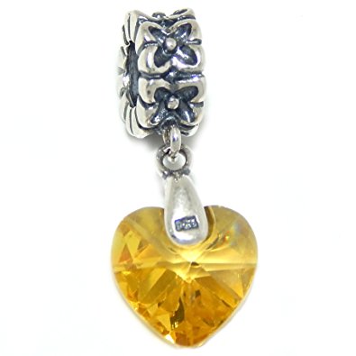 Pandora Yellow Heart Dangle Charm