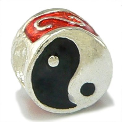 Pandora Ying Yang Yin Yang Black And Red Enamel Charm