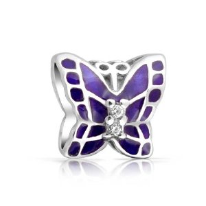 Purple Butterfly Pandora Bead