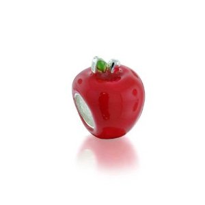 Red Apple With Green Leaves Charm