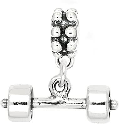 Silver Barbell Charm