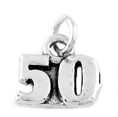 Silver Number 50 Charm