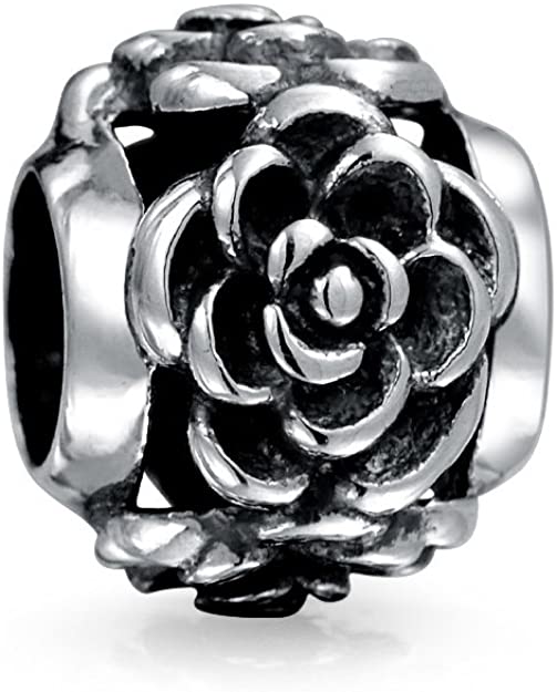 Silver Rose Flowers Pandora Bead