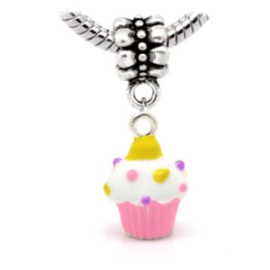White Frosting Sterling Silver Cupcake Charm