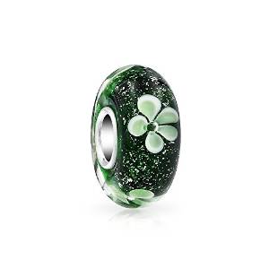 Green Clover Flower Pandora Glass Charm
