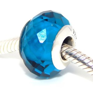 Pandora Bright Pure Blue Cut Silver Murano Glass Charm