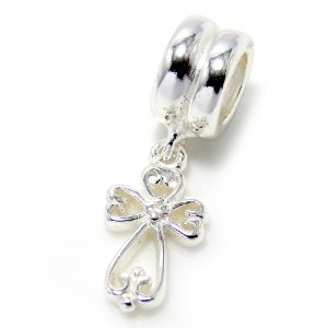 Pandora Heart Flower Cross Filgree Dangle Charm