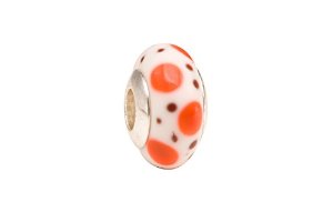 Pandora Orange Polka Dots Murano Glass Charm