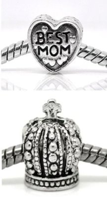 Pandora Set Of 2 Crown And Best Mom Charm