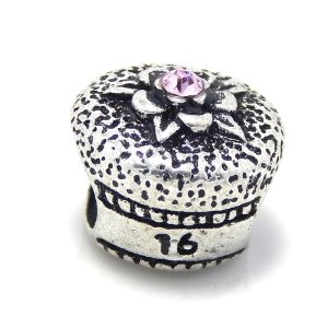 Pandora Sweet 16 Cupcake Silver With Pink Stone Charm