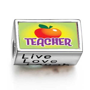 Pandora Teacher Apple Cylindrical Photo Charm