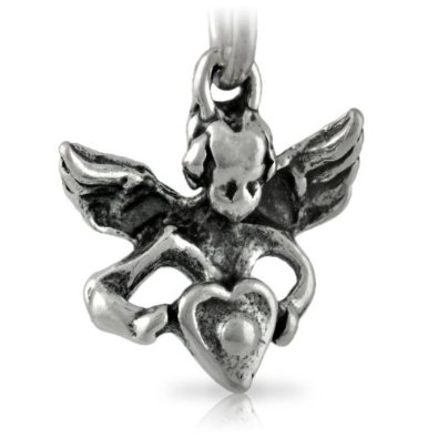 Silver Cupid With Heart Pendant Bead
